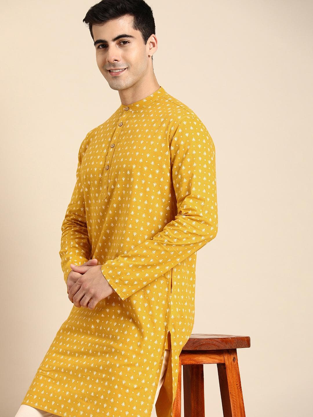 Anouk Men Ethnic Motifs Printed Mandarin Collar Cotton Kurta