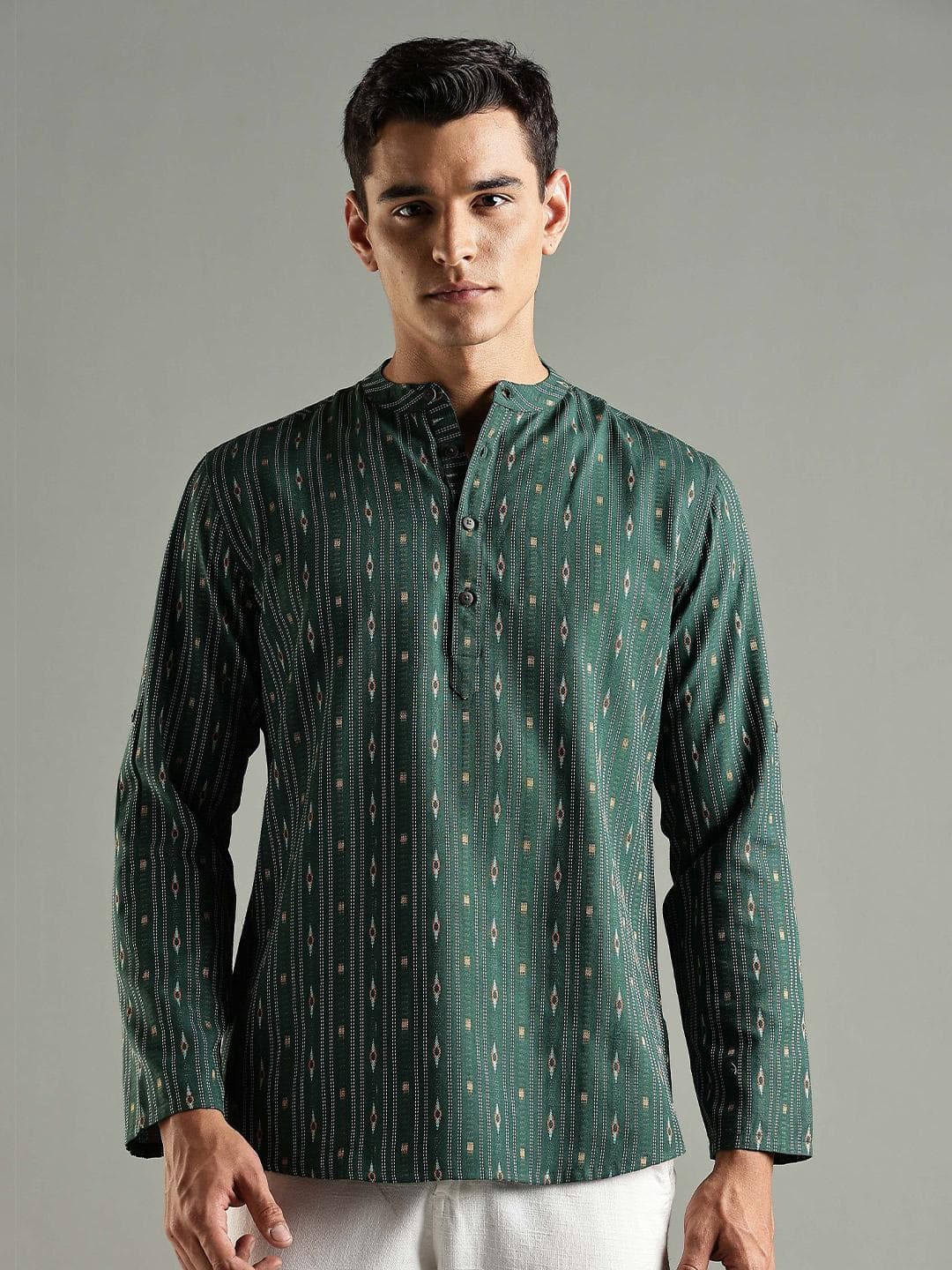 Anouk Striped Thread Work Kurta