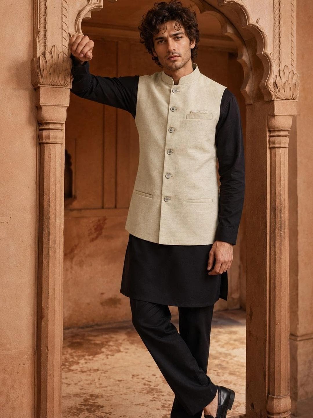 Anouk Men Woven Nehru Jackets