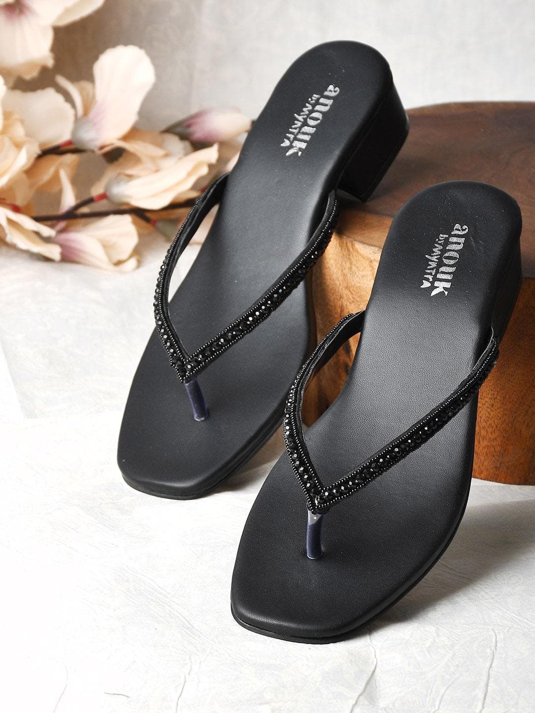 Anouk Embellished Block Heels