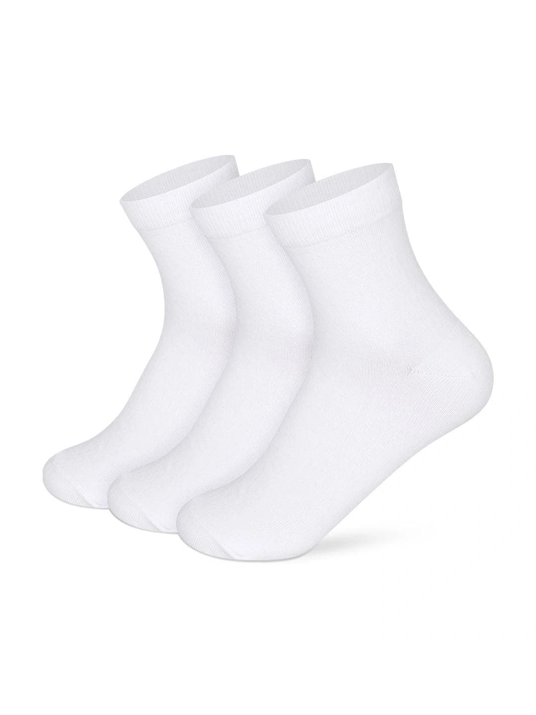 Supersox Women Pack of 3 White Solid Compact Combed Ankle-Length Socks
