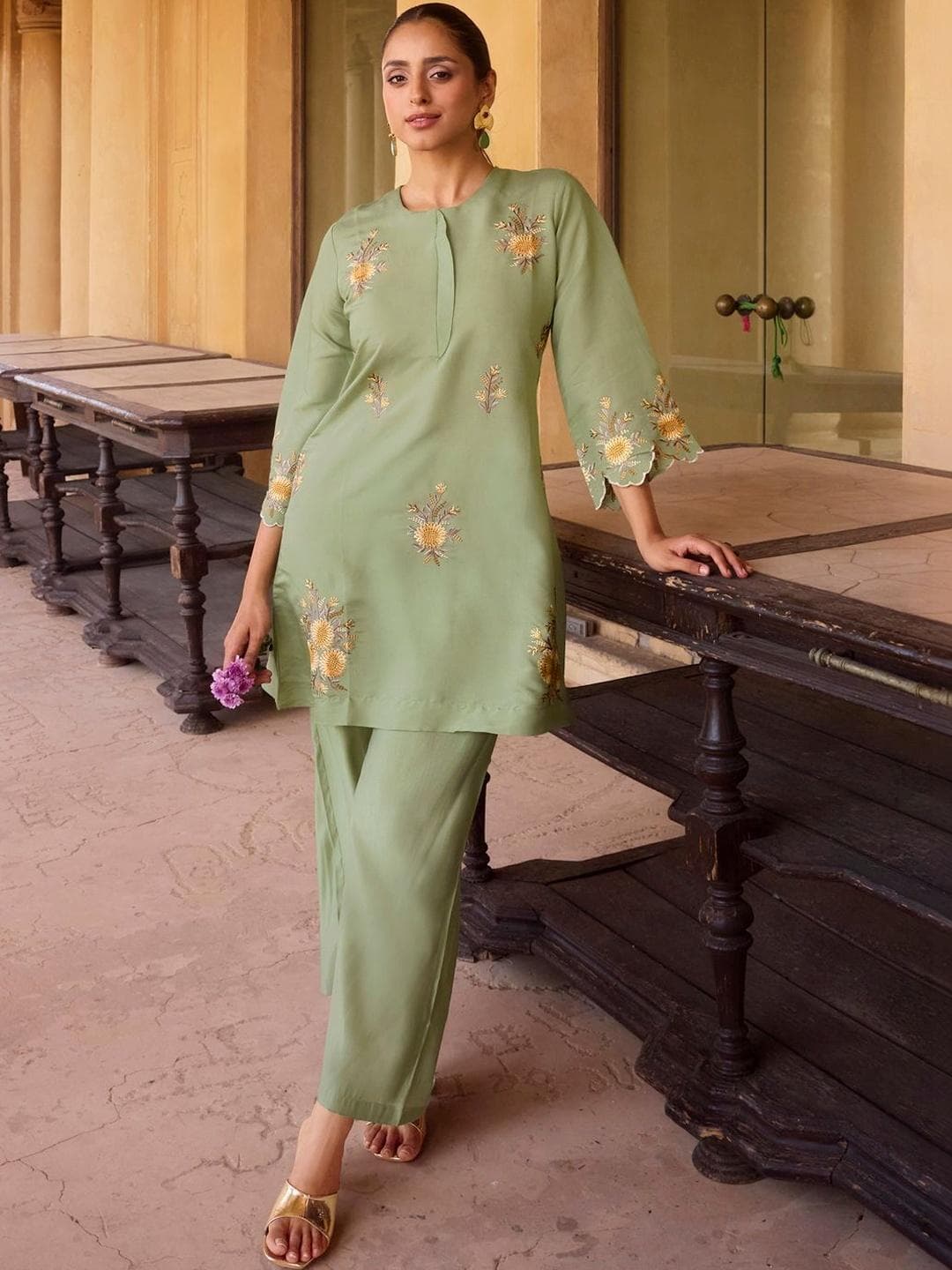 Buy Anouk Embroidered Tunic With Trousers Co Ords - - Apparel for Women