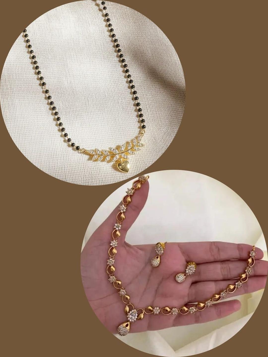 Buy Anouk Set Of 2 Stones Studded & Beaded Jewellery With Mangalsutra - - Accessories for Women