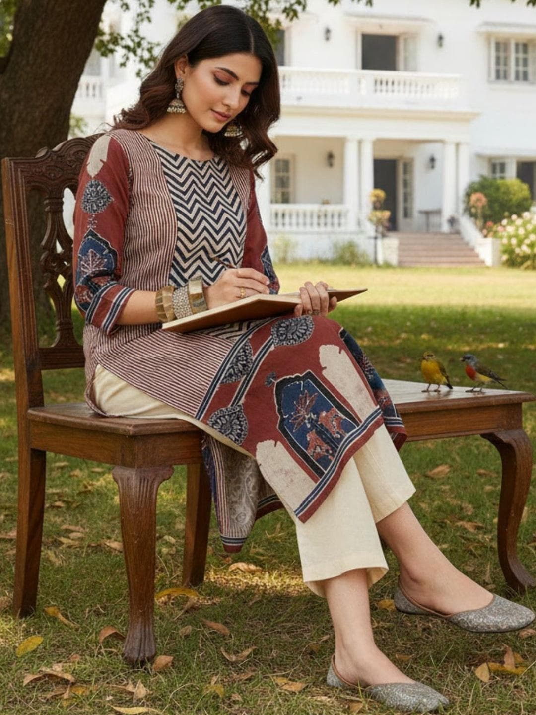 Anouk Women Geometric Printed Block Print Kurta
