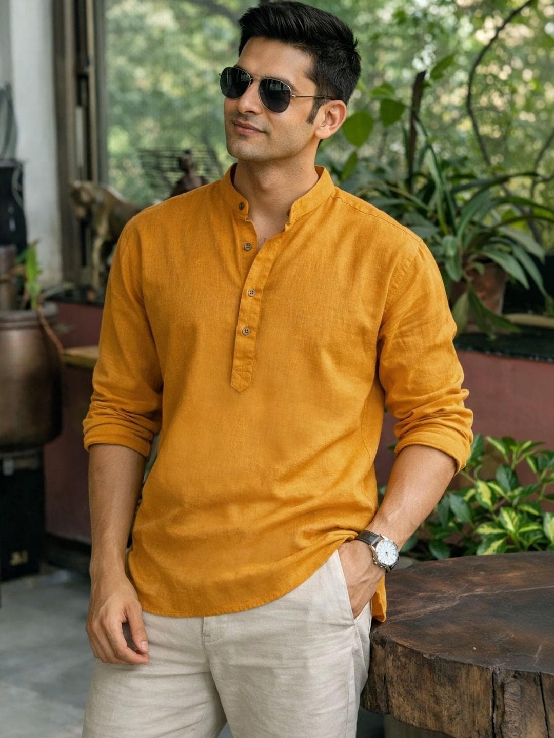 Anouk Men Pure Cotton Daily Short Kurta