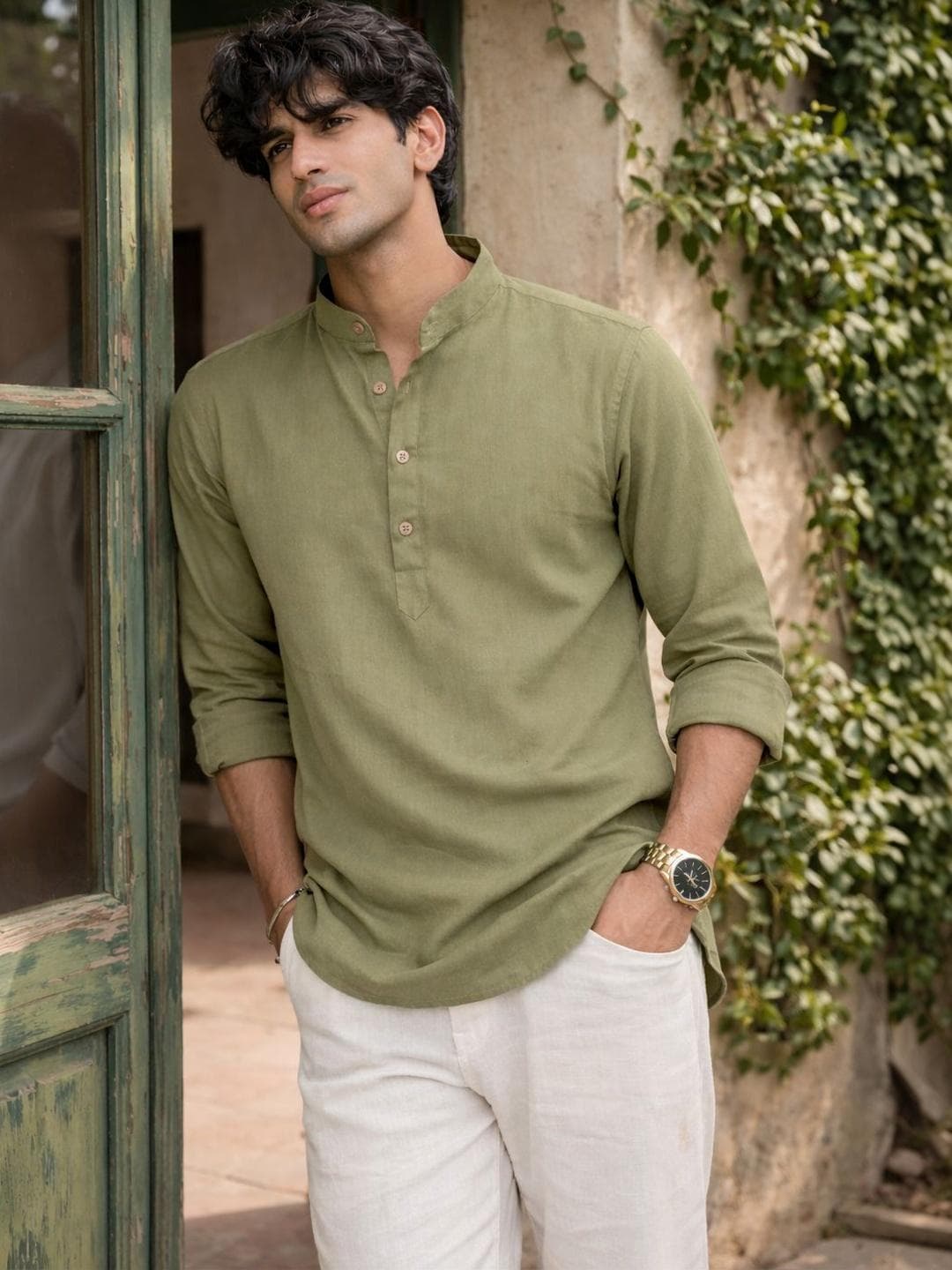 Anouk Men Pure Cotton Daily Short Kurta