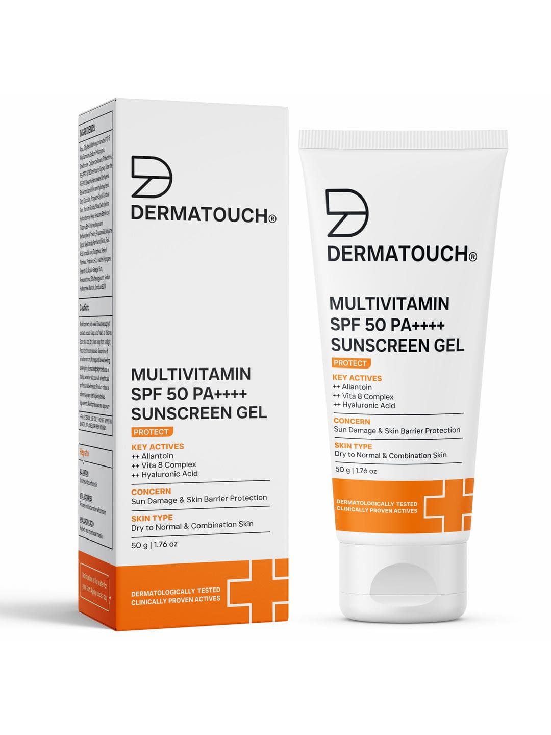 Dermatouch Multivitamin SPF 50 PA+++ Sunscreen Gel with Allantoin & Hyaluronic Acid - 50g