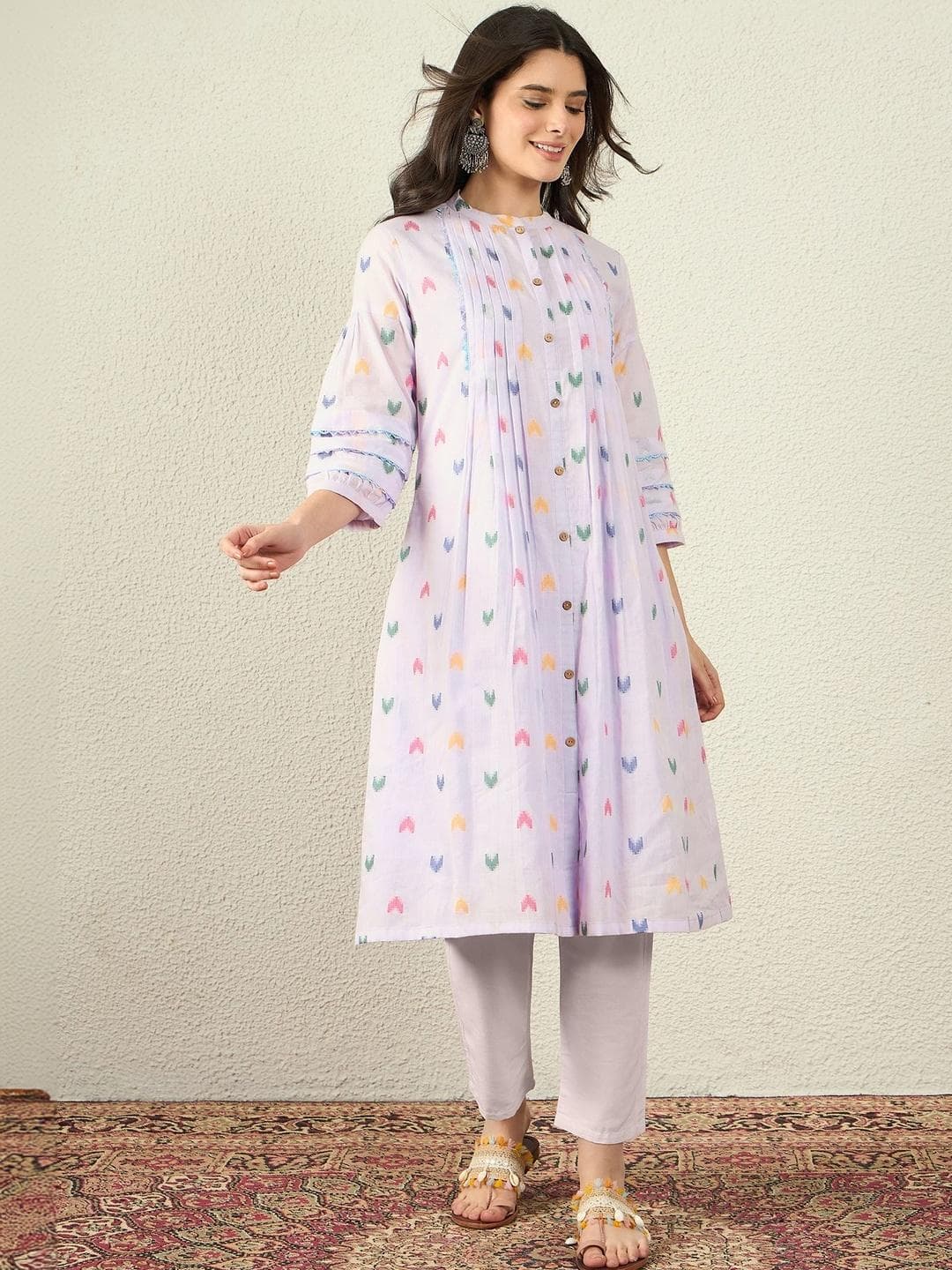 Anouk Women Chevron Printed Thread Work Kurta
