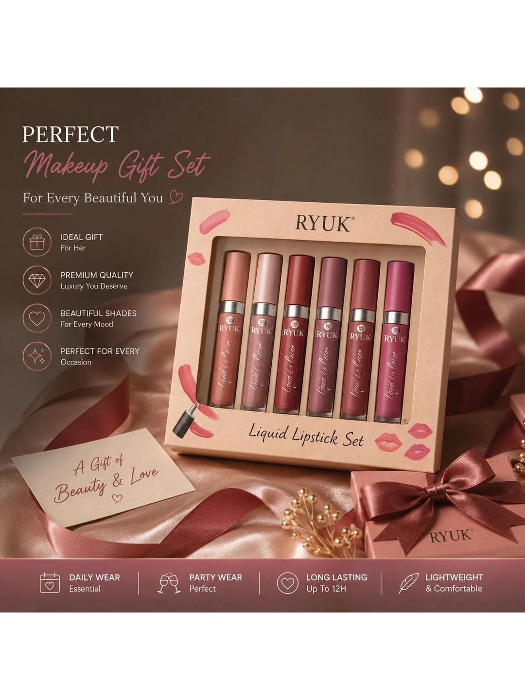 Buy RYUK Set Of 6 Non Transfer Liquid Lip Colour 2.5ml Each Set 01 - - Personal Care for Women