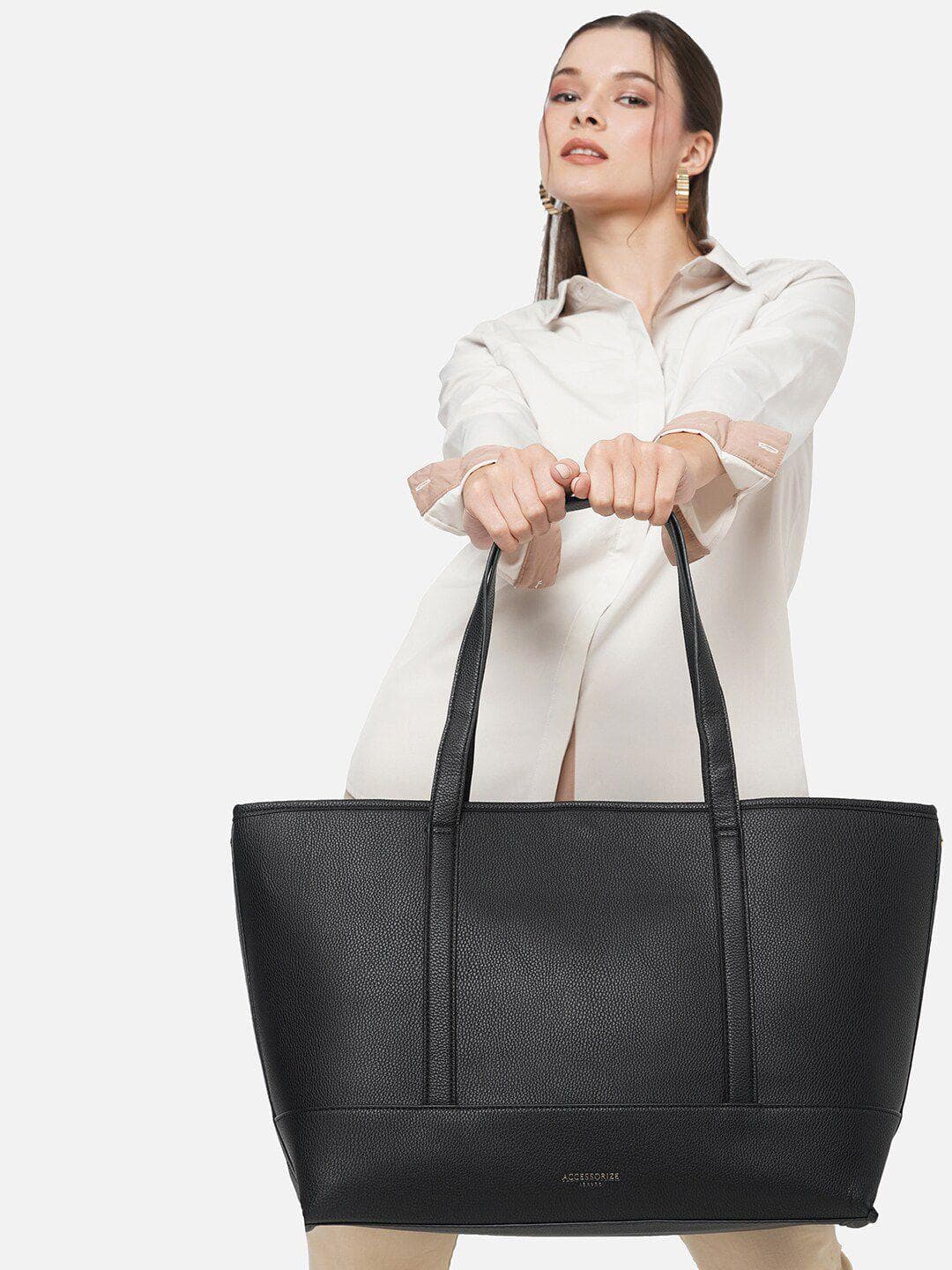 Accessorize London Women Faux Leather Large 14 Inch Laptop Work Tote Bag