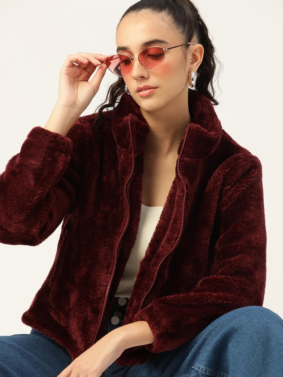 DressBerry Women Burgundy Tailored Jacket
