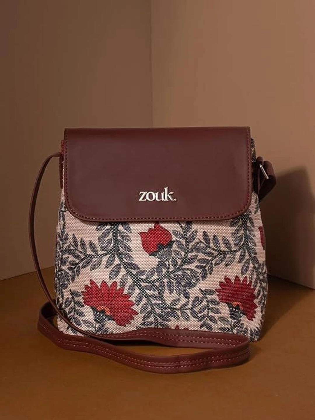 ZOUK Nawabi Couture Women Floral Printed Crossbody Embroidered Sling Bag