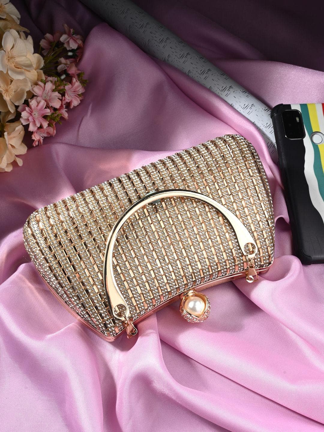 DressBerry Embellished Box Clutch