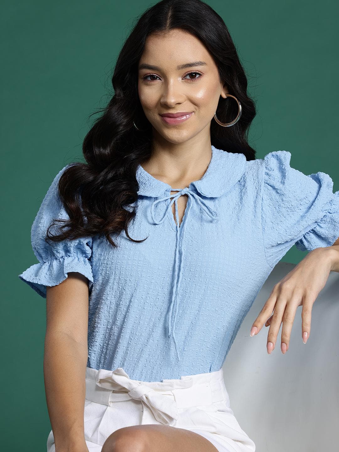 DressBerry Peter Pan Collar Textured Top