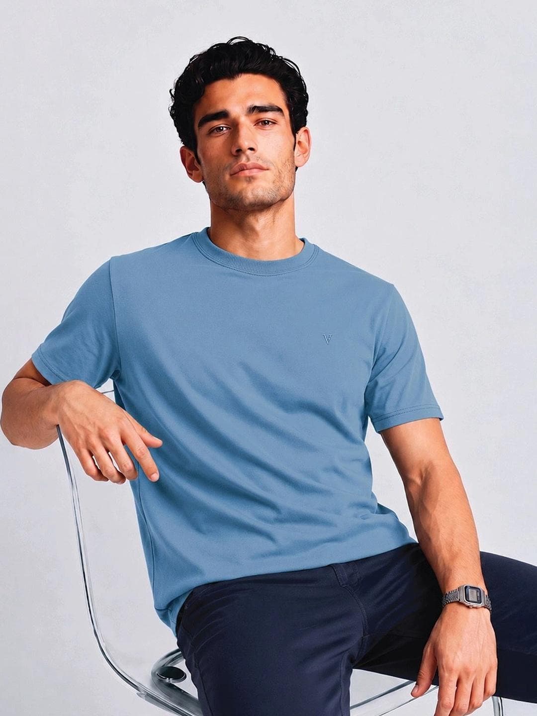Buy Van Heusen Men Cotton Crew Neck Regular Fit Short Sleeves Soft Breathable Lounge Tshirt - - Apparel for Men