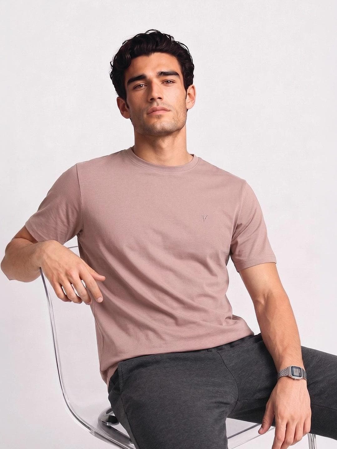 Buy Van Heusen Men Cotton Crew Neck Solid Regular Fit Short Sleeves Lounge Tshirt - - Apparel for Men