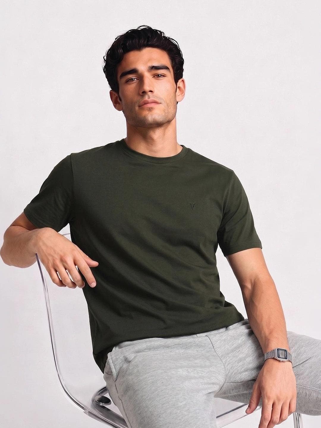 Buy Van Heusen Innerwear Crew Neck Regular Fit Short Sleeves Soft Breathable Lounge Tshirts - - Apparel for Men