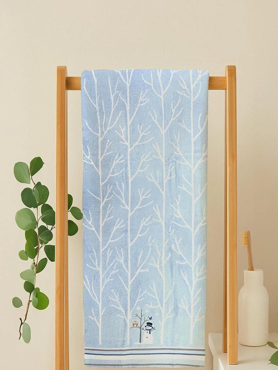 Buy PRAKARTIK Blue & Blue 1 Printed Cotton 300 GSM Bath Towel - - Home for Unisex Kids