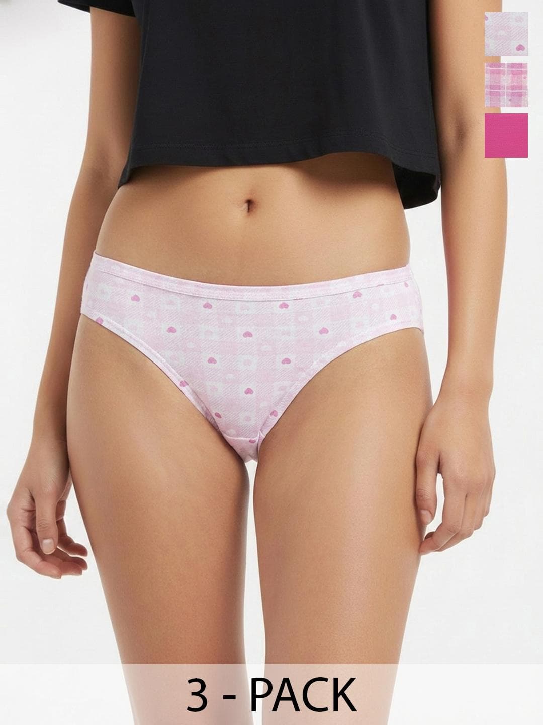 DressBerry Pack of 3 Pure Cotton Printed Bikini Briefs