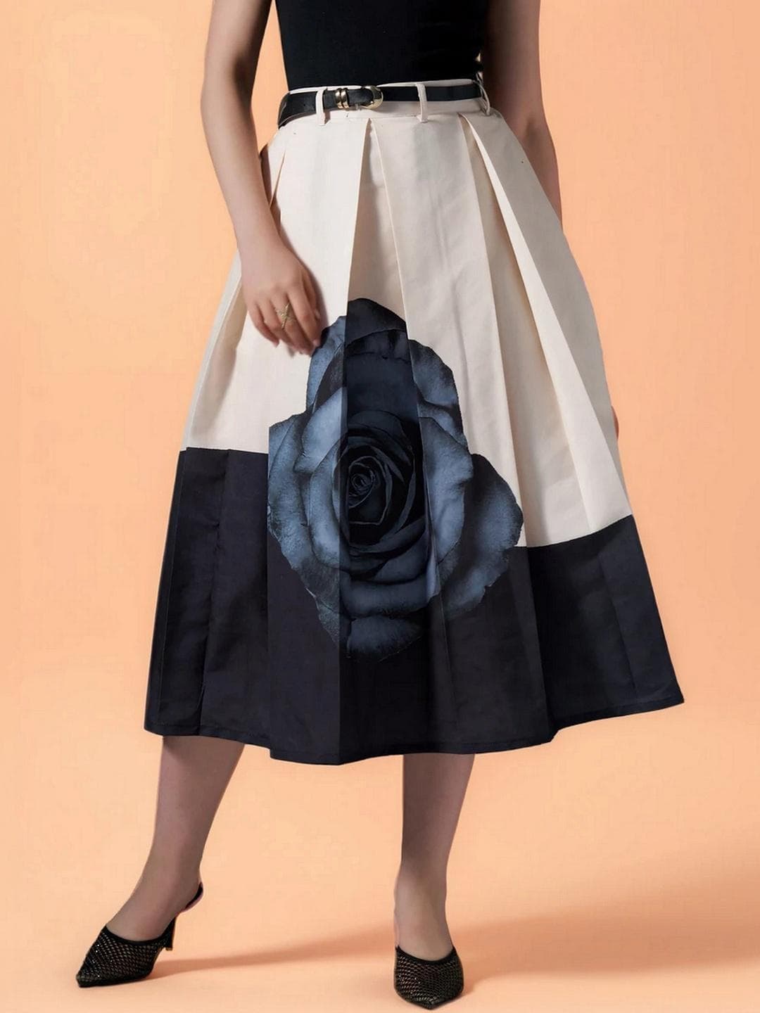 DressBerry Printed Cotton Midi A-Line Skirts