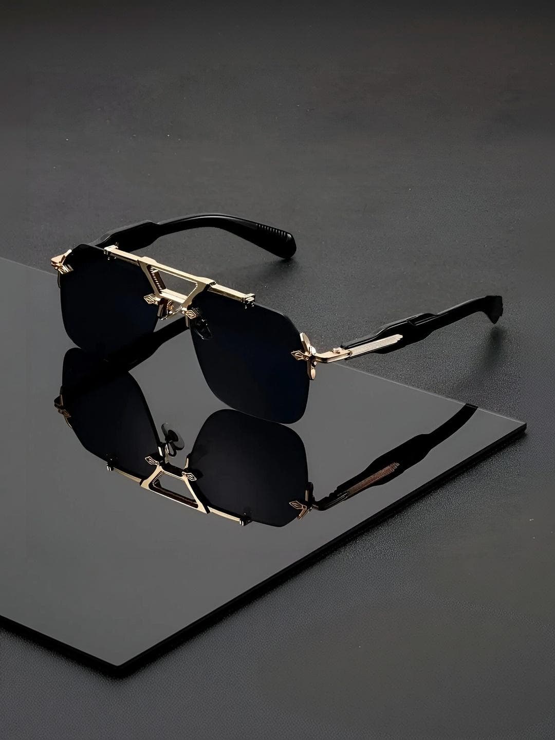 IFLASH Unisex UV Protected Lens Square Sunglasses LOVE 2815 GOLD BLK