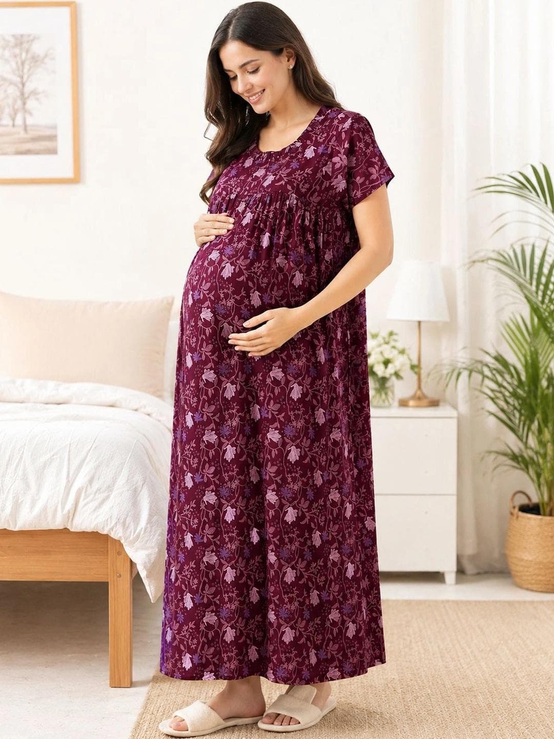MomToBe Printed Maxi Nightdress