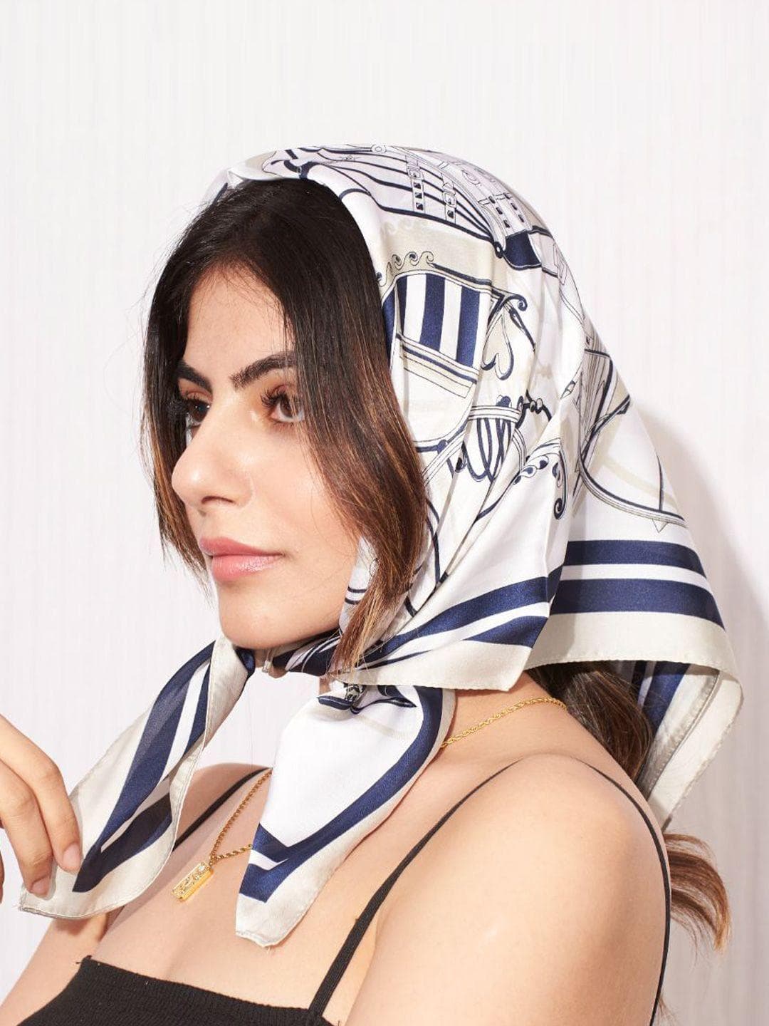 SALTY Women Aesthetic Silk Printed Head Scarf