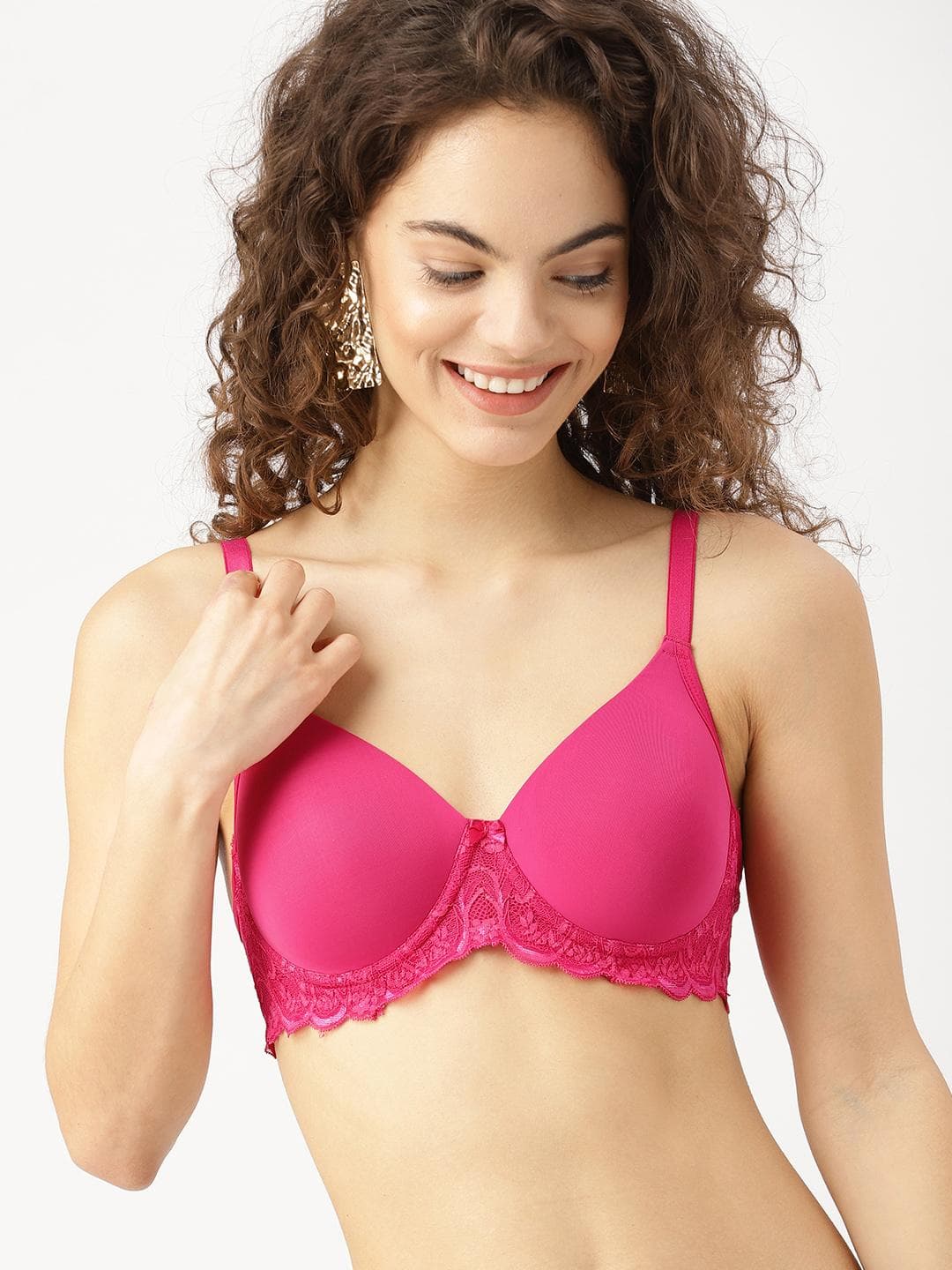 Buy DressBerry Pink Lace Underwired Lightly Padded Everyday Bra 022C - - Apparel for Women