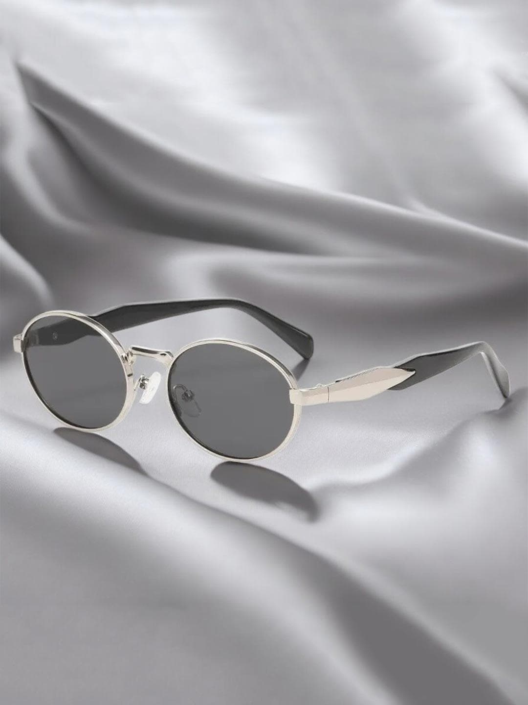 Buy DressBerry Women Round Sunglasses With UV Protected Lens PUSHPA SILVER BLACK - - Accessories for Women