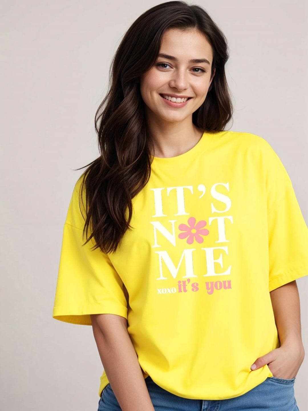DressBerry Women Typography Printed Round Neck Cotton Oversized T-shirt