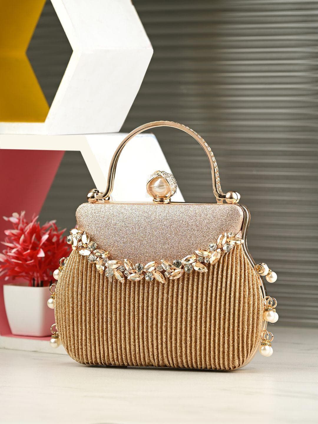 DressBerry Embellished Box Clutch