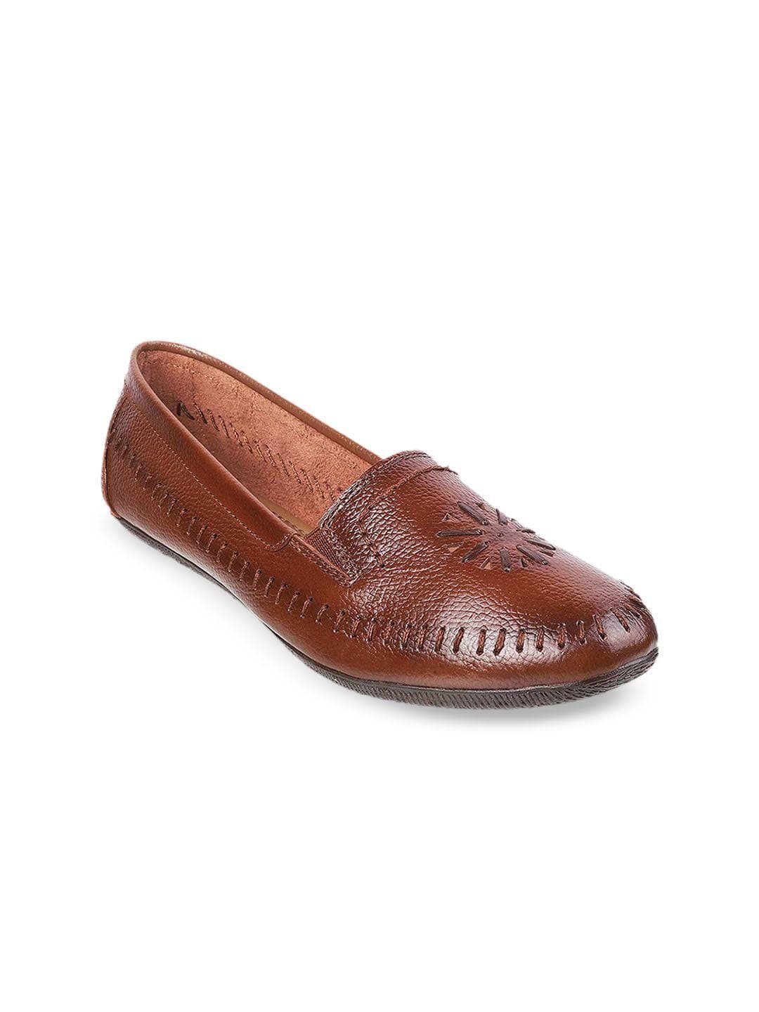 Metro Women's Brown Textured Leather Loafers