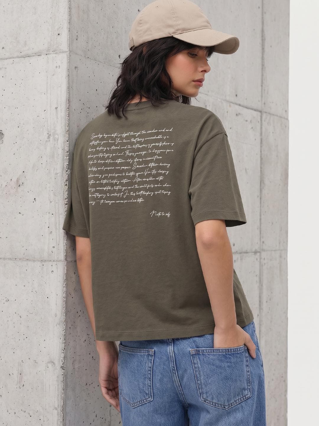 The Roadster Life Co. Typography Printed Drop-Shoulder Sleeves Relaxed Fit T-shirt