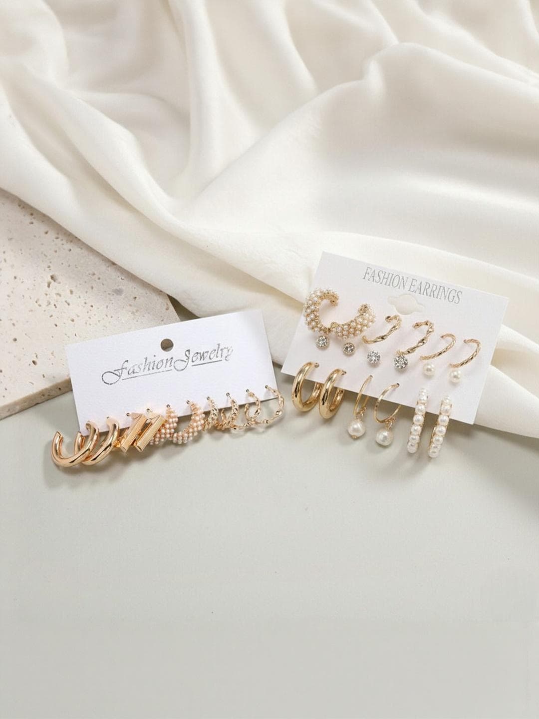 Buy DressBerry Set Of 14 Gold Plated Circular Shaped Hoop Earrings - - Accessories for Women