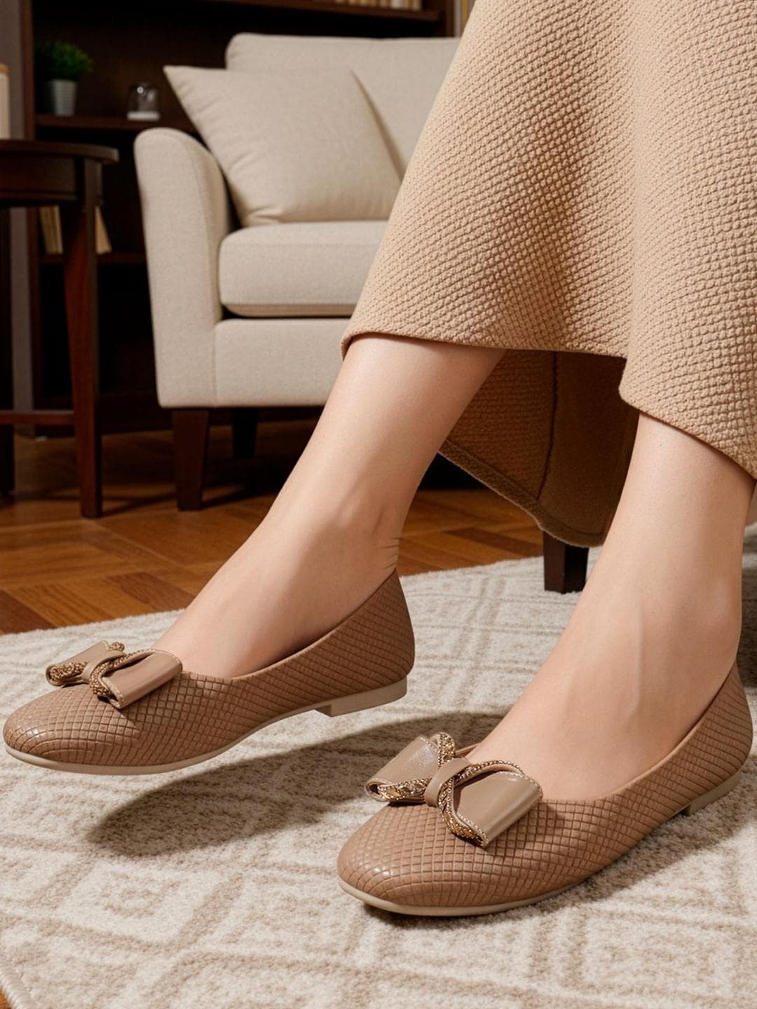 Buy DressBerry Women Textured Mojaris Flats - - Footwear for Women
