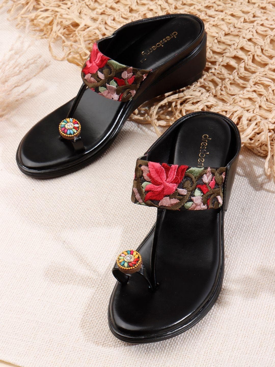 DressBerry Embellished Wedge Sandals