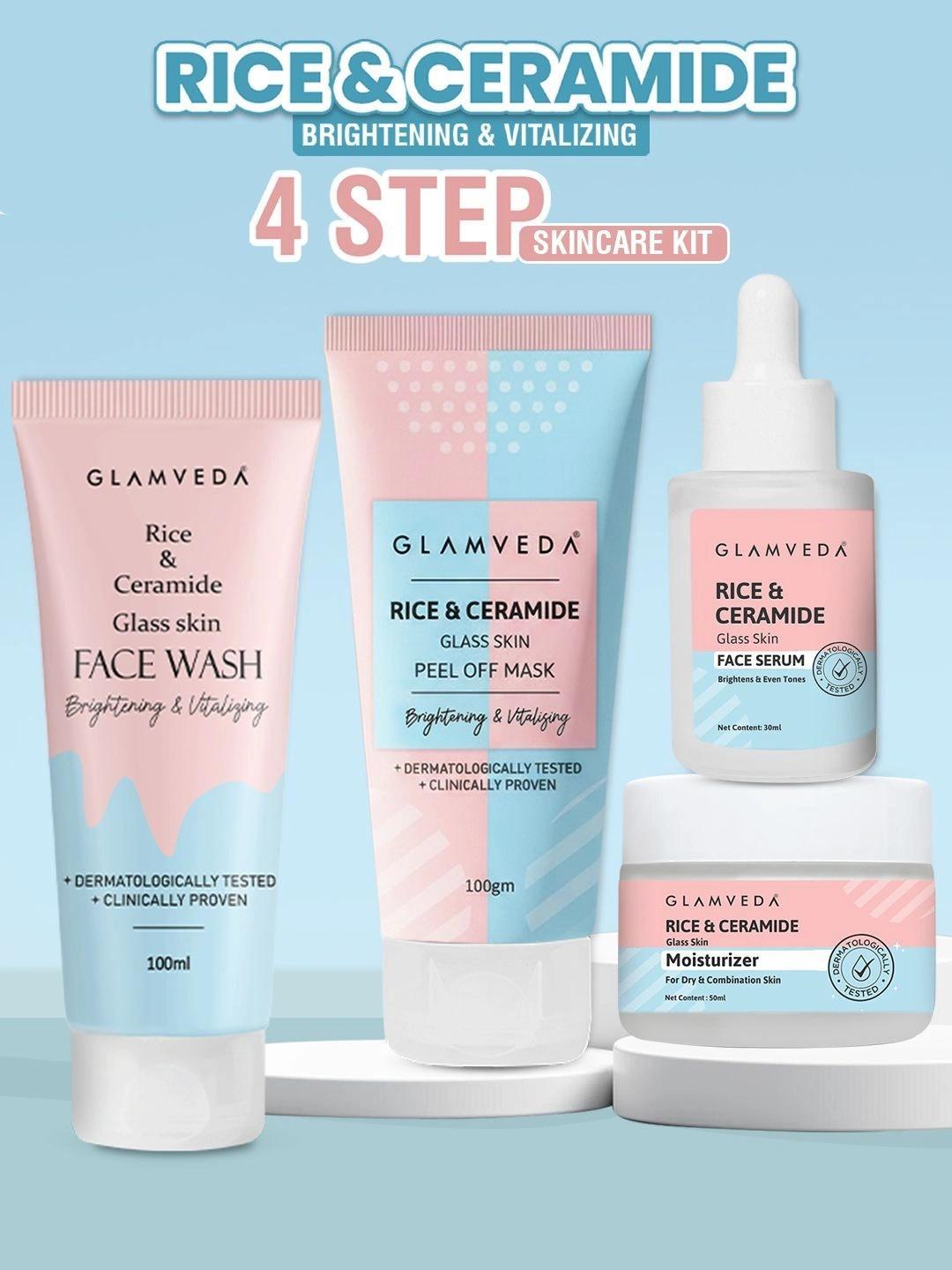 Buy GLAMVEDA Korean Rice & Ceramide 4 Step Skincare Combo Face Wash Mask Serum Moisturizer - - Personal Care for Unisex
