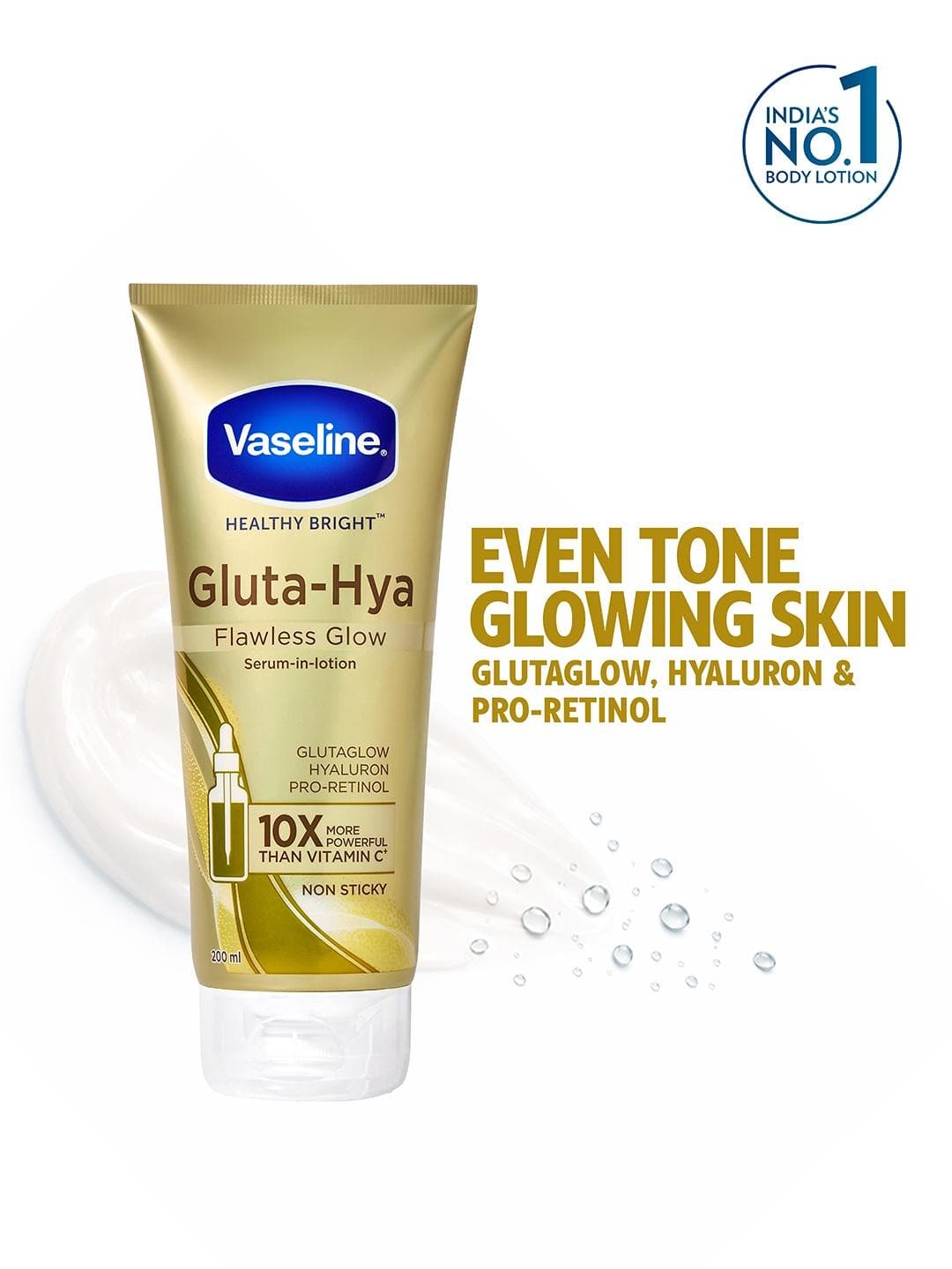 Vaseline Non-Sticky Gluta Hya Flawless Glow Serum-in-Lotion - 200 ml