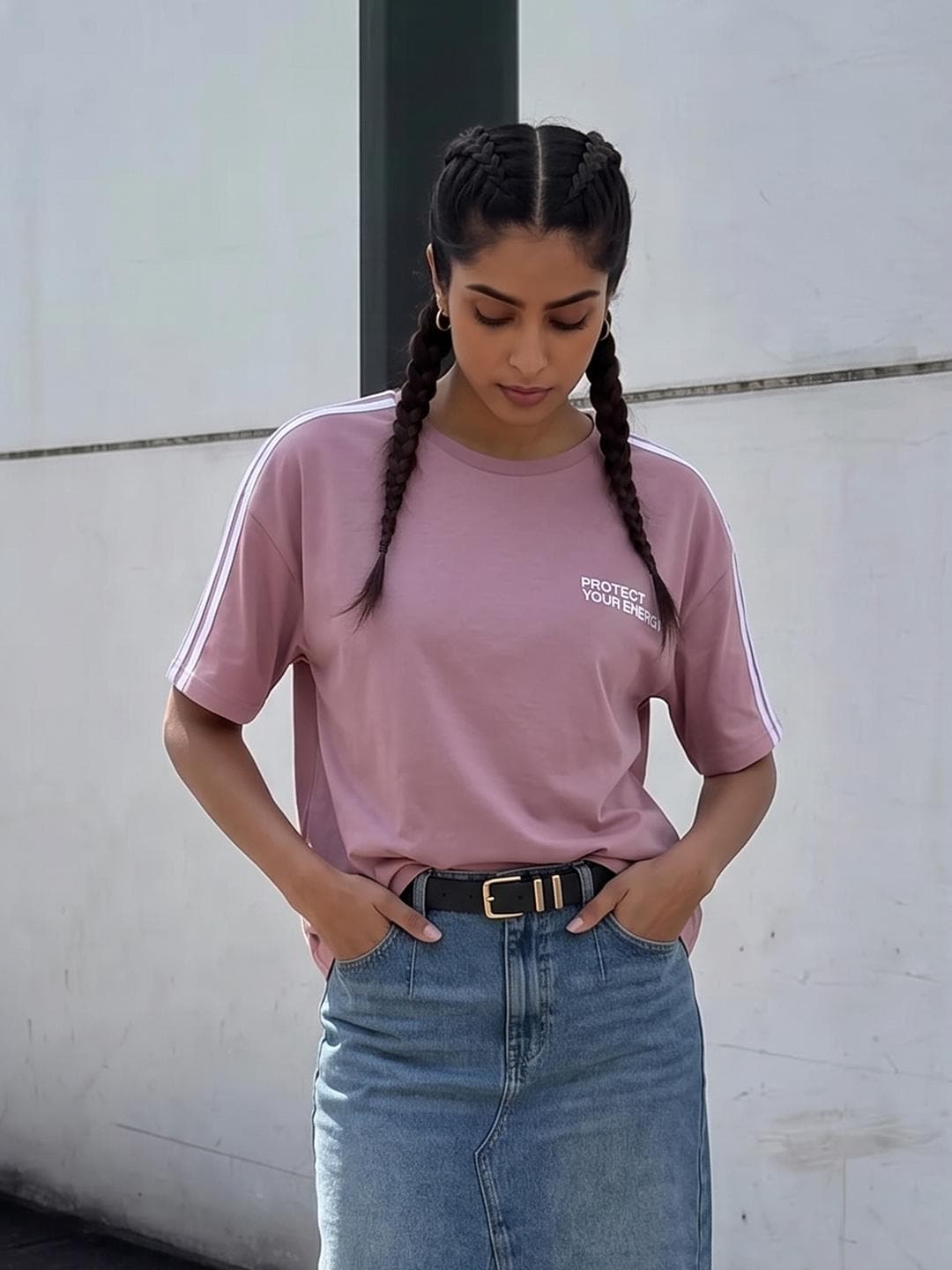 The Roadster Life Co. Typography Printed Drop-Shoulder Sleeves Printed Relaxed Fit T-shirt