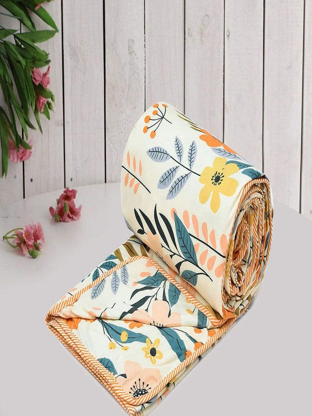 RRC Green & Blue Ethnic Motifs AC Room 120 GSM Reversible Double Bed Dohar