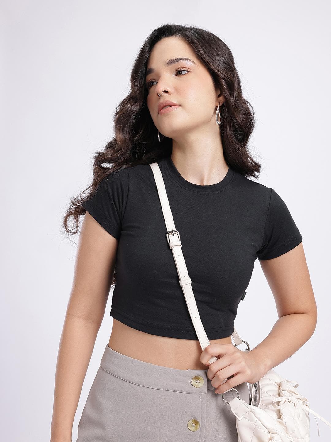 glitchez Slim Fit Crop T-shirt
