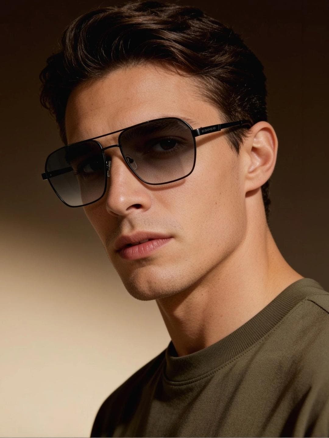 Espee Men Grey Lens & Black Square Sunglasses with UV Protected Lens