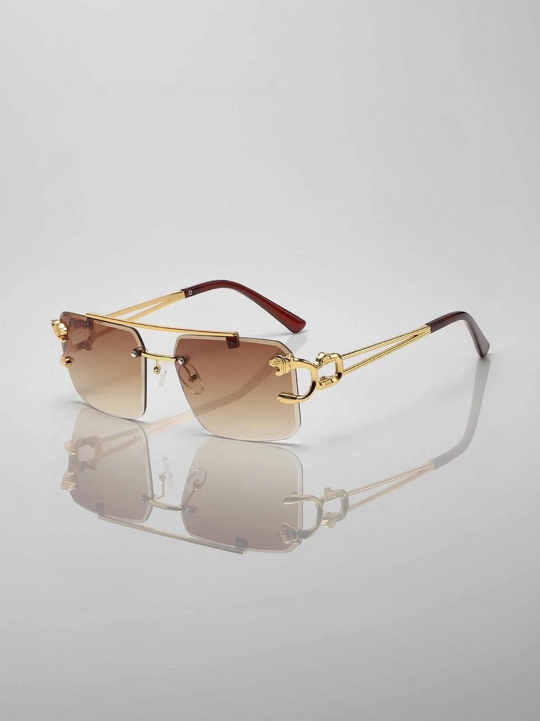 Buy IFLASH Unisex Rectangle Sunglasses With UV Protected Lens 5823 GOLD BROWN - - Accessories for Unisex