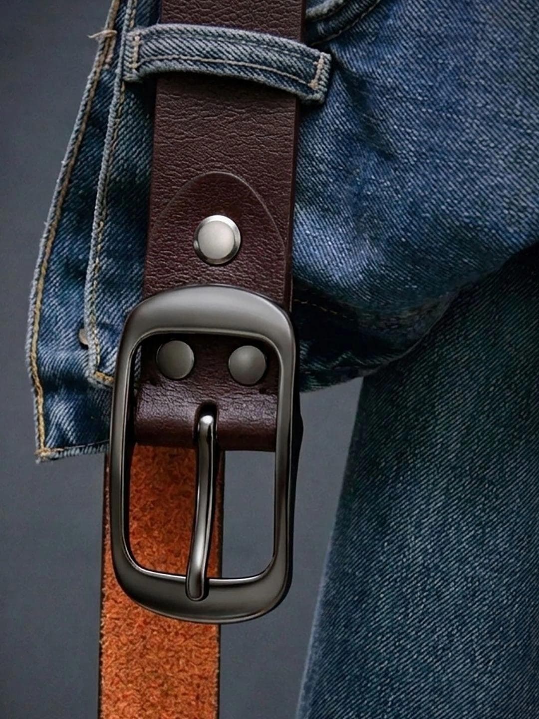 The Roadster Lifestyle Co. Men Brown Textured Leather Belts