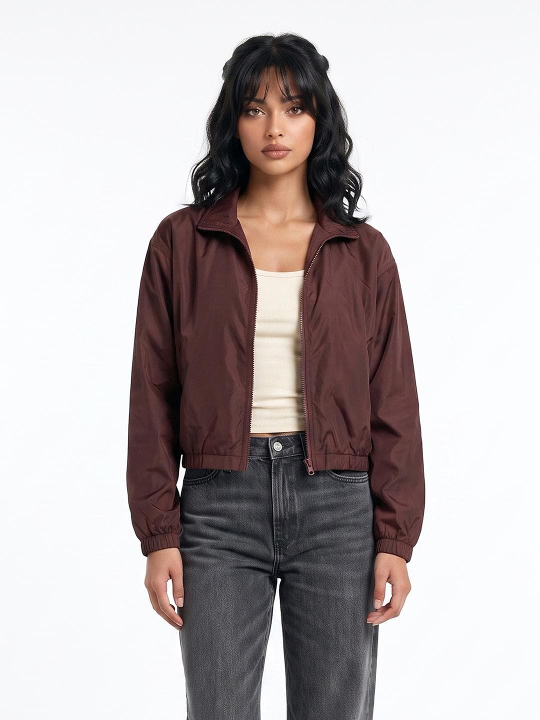 glitchez Stand Collar Bomber Jacket
