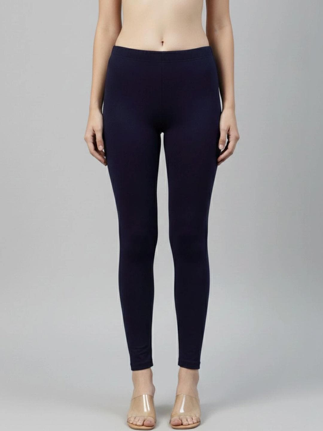 ZAYANQA Women Navy Blue Cotton Leggings