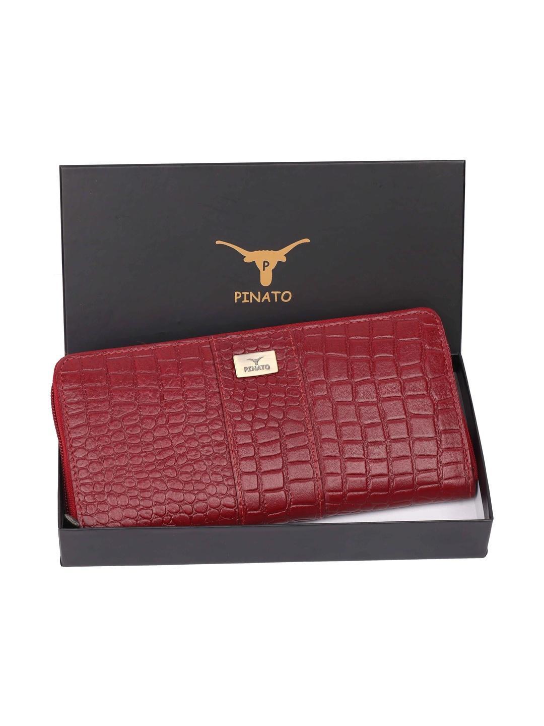 Buy PINATO Women Maroon Textured Leather Clutch Bag - - Accessories for Women