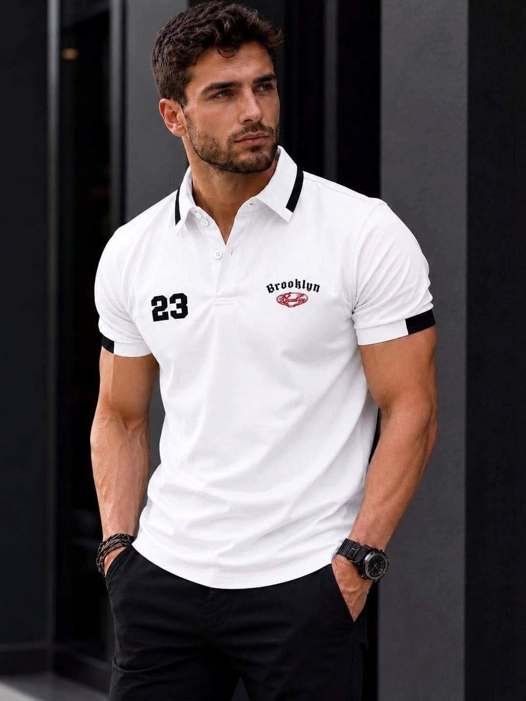 Moda Rapido Men Typography Printed Polo Collar T-shirt