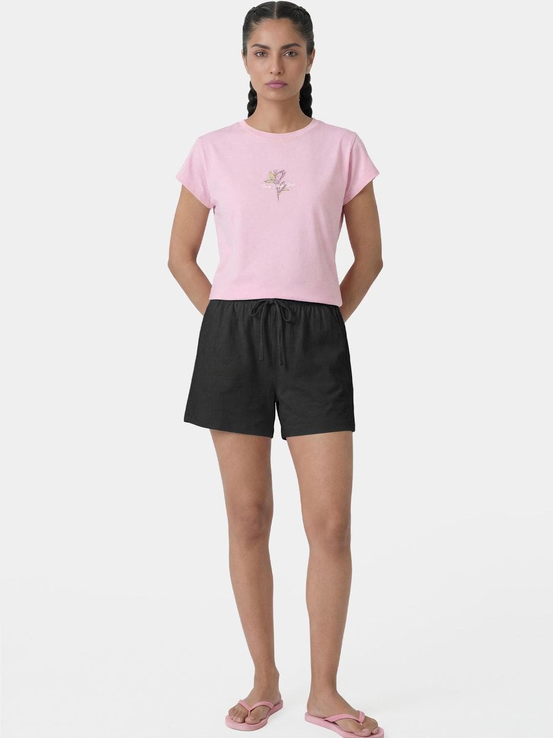 Enamor Women Black Lounge Shorts