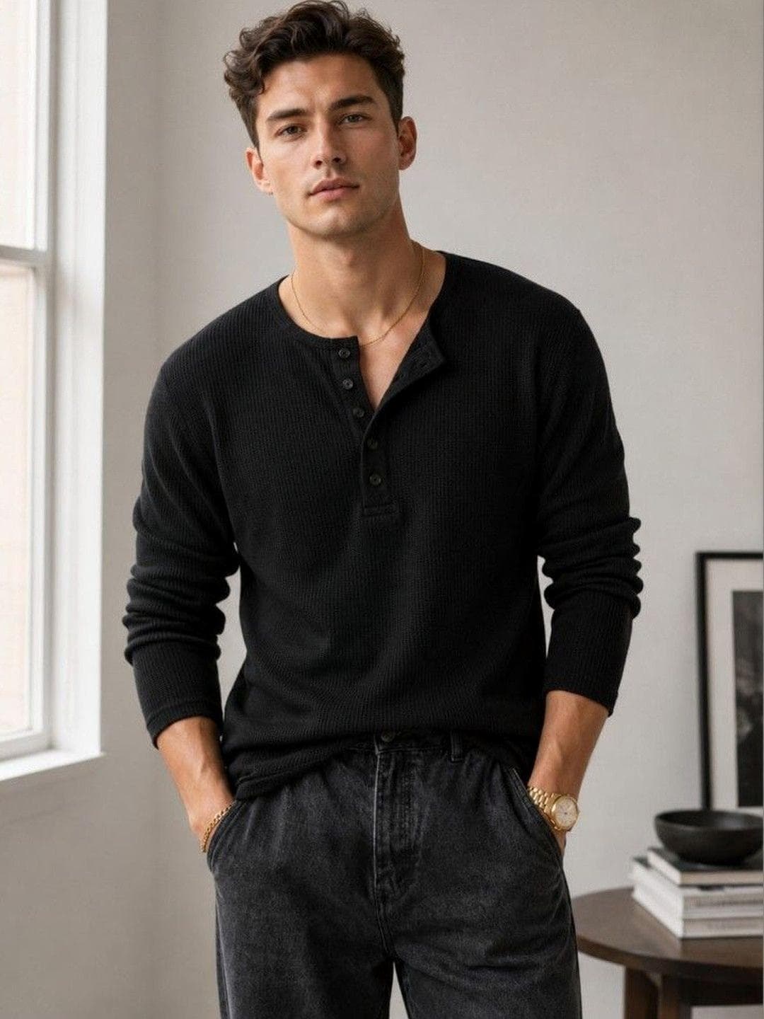 Netclick Men Henley Neck T-shirt